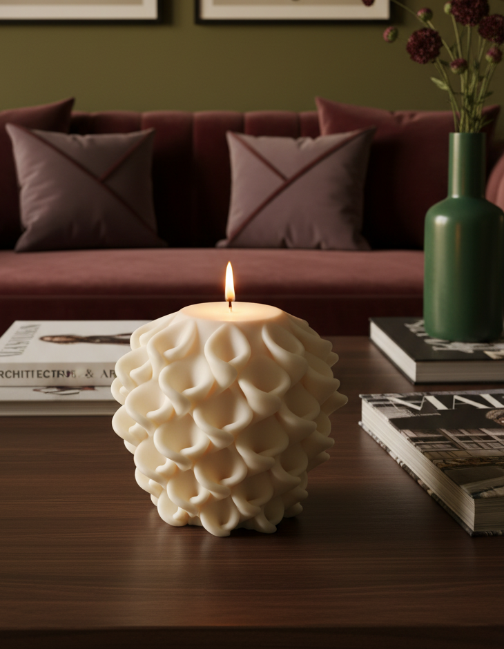 grande bougie avec des pétales