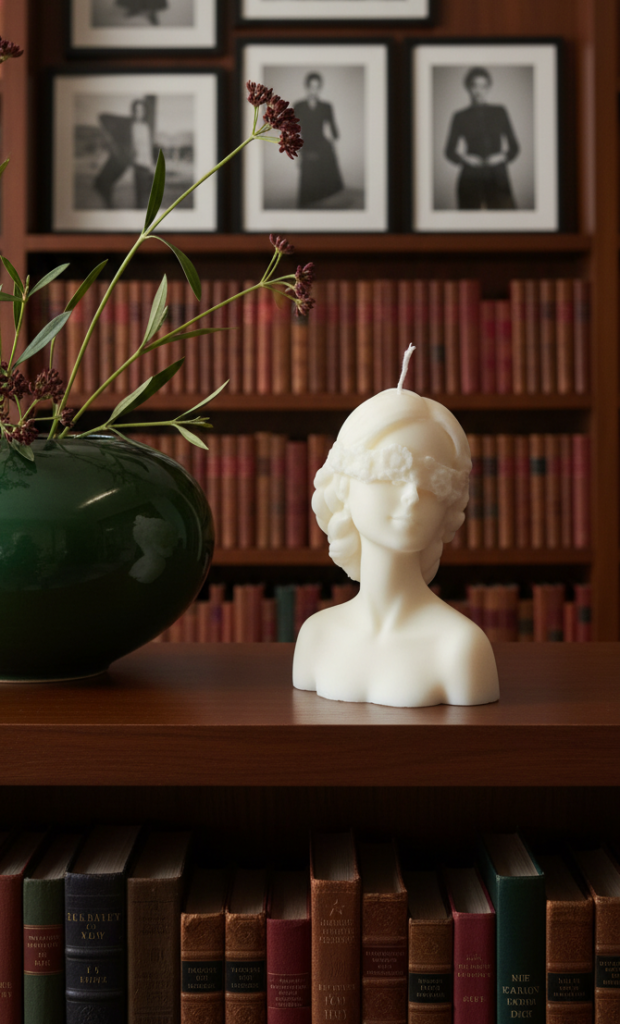 bougie buste féminin yeux bandés