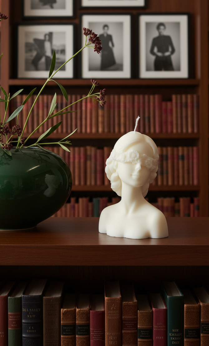 bougie buste féminin yeux bandés